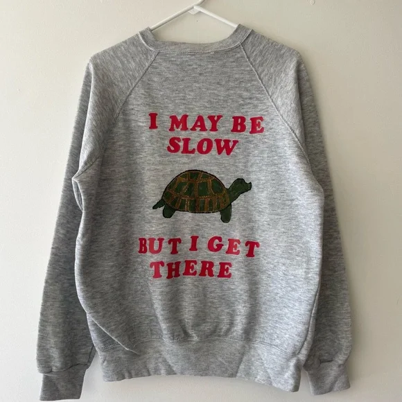 Vintage Handmade Heather Gray Turtle Sweatshirt Size XL - Picture 1 of 7